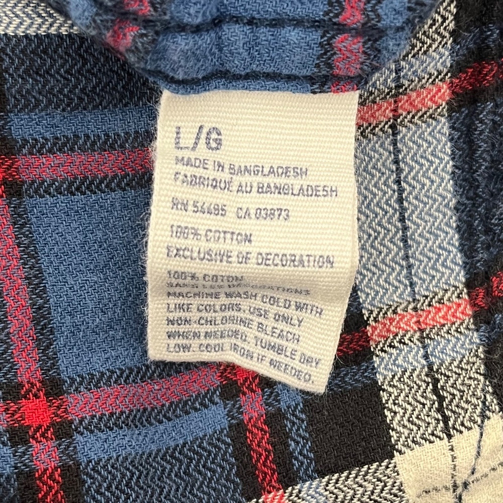 American‎ Eagle Outfitters Mens Size L Button Up Shirt Blue Plaid Athletic Fit - Picture 6 of 10